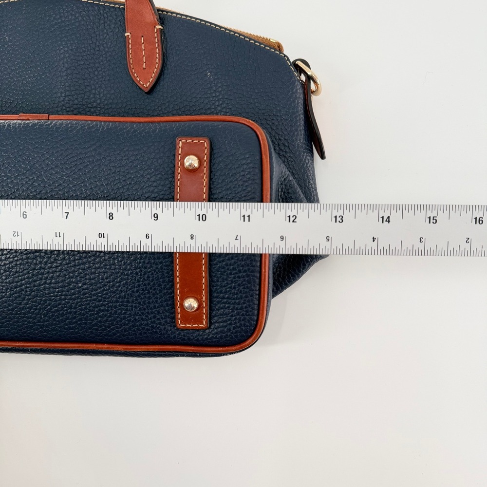 DOONEY & BOURKE Navy Blue Pebble Grain Leather Satchel Handbag Zip Top Tote - Picture 12 of 13